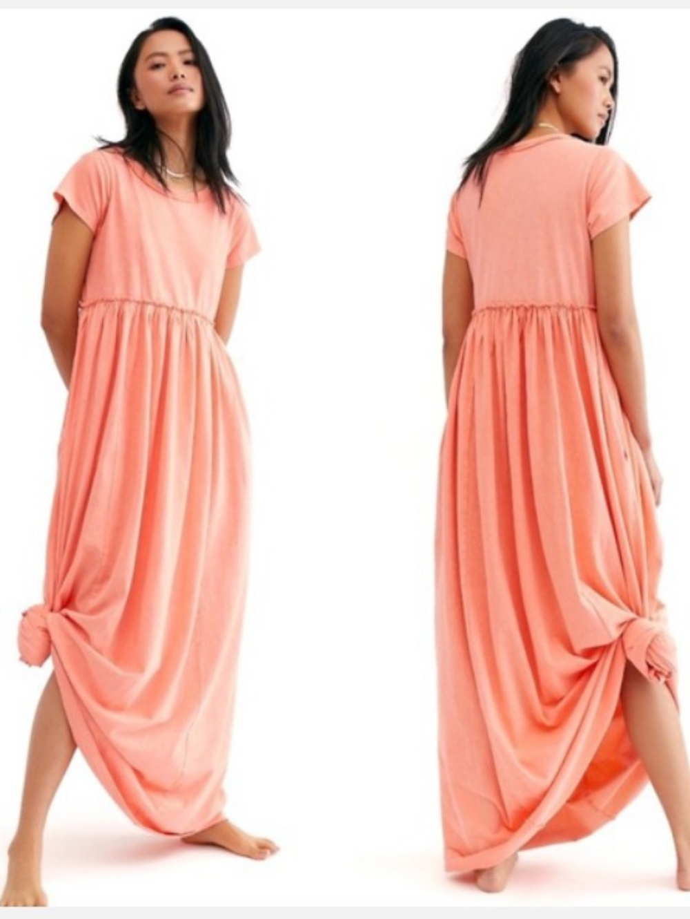 Free People Carissa Tee Maxi Dress Faded Peach T-shirt Dress
